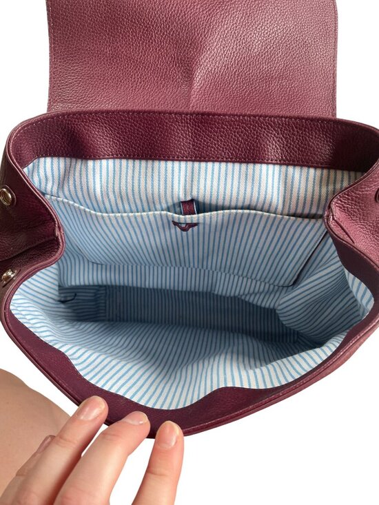 Draper James 100% Leather Pebbled Textured Lined Backpack Preppy Plum Purple main image 8